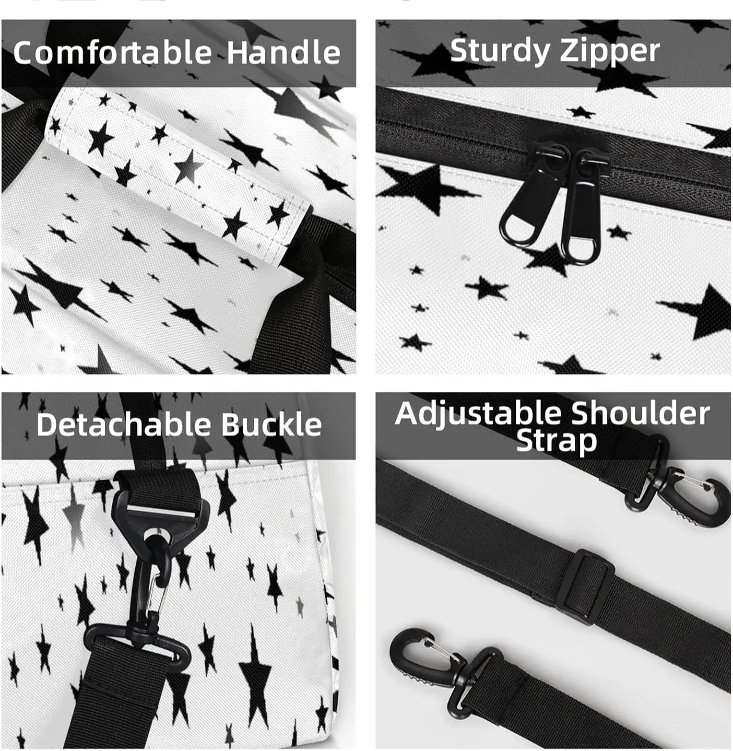 Geometric Stars Small Gym Bag 18 inch Carry On Duffel Bag for Weekender Travel Sports Workout Yoga Gymnastics Dance Ballet