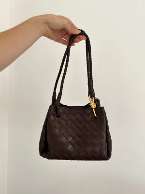 Geometric Woven Purse for Upscale Occasions Pyramid-shaped Woven Handbag for Evening