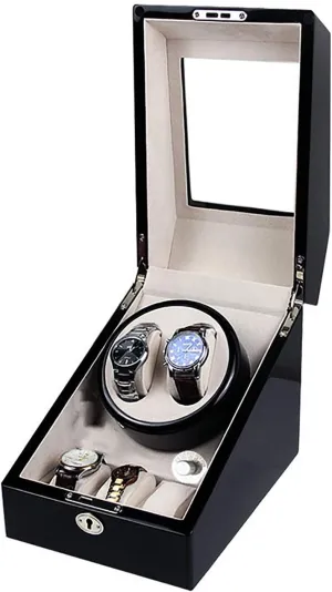 GeRRiT Winding Box Watch Winder - 2 3 Carbon Fiber Leather Automatic Watch Shaker Rotator Watch Storage Box Display Holder Mute Motor Mechanical Watch Winding Mover with Lock Quiet and Well Operated