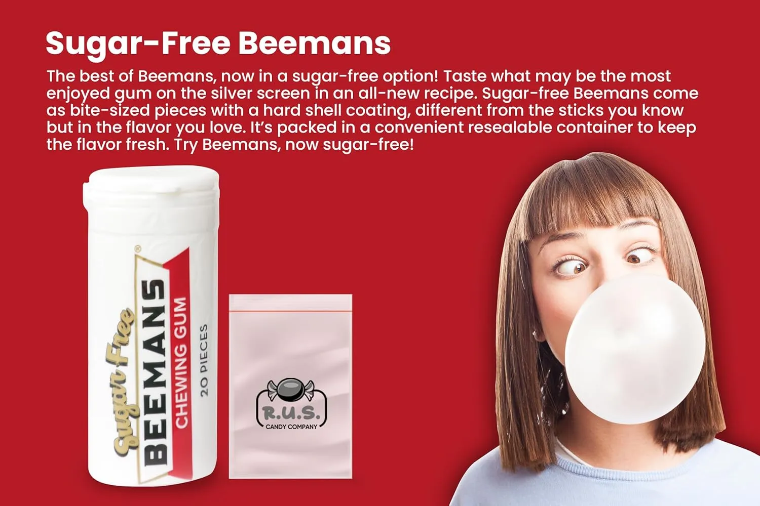 Gerrits Sugar Free Gum Tubes- 12 Pack of 20 Gum Pieces Each comes with RUS Candy Company travel bag (12 Pack, Beemans)