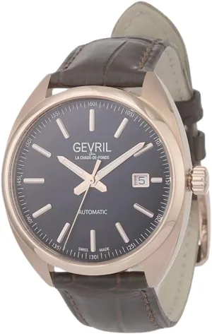 Gevril Men's Five Points Swiss Automatic Watch, Genuine Italian Leather Strap