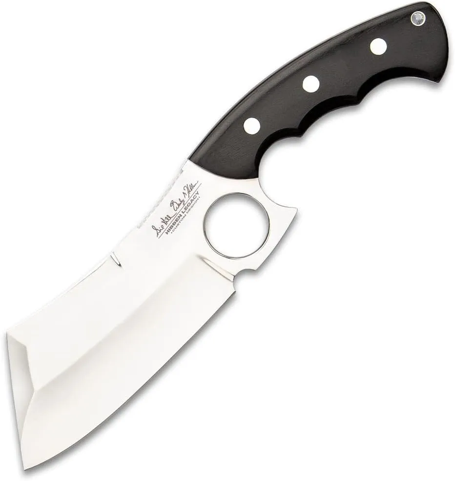 Gil Hibben Legacy Meat Cleaver Butcher Knife - 10.75” Length | Chopping Knife with Black Linen Micarta Handle Scales | Great for Bone & Meat Cutting