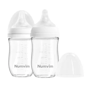 Glass Nurturing Baby Bottles Gentle & Extra Slow Flow, Newborn Breastfeeding Bottle with Anti Colic Nipple for 0 Months Babies, Includes S Nipples, (5Oz, 2 Packs)
