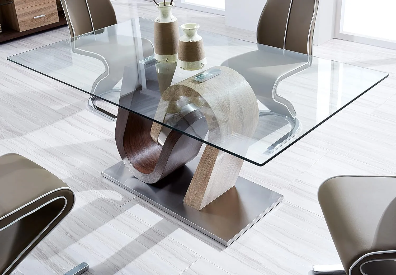 Global Furniture USA Oak and Walnut Base Dining Table