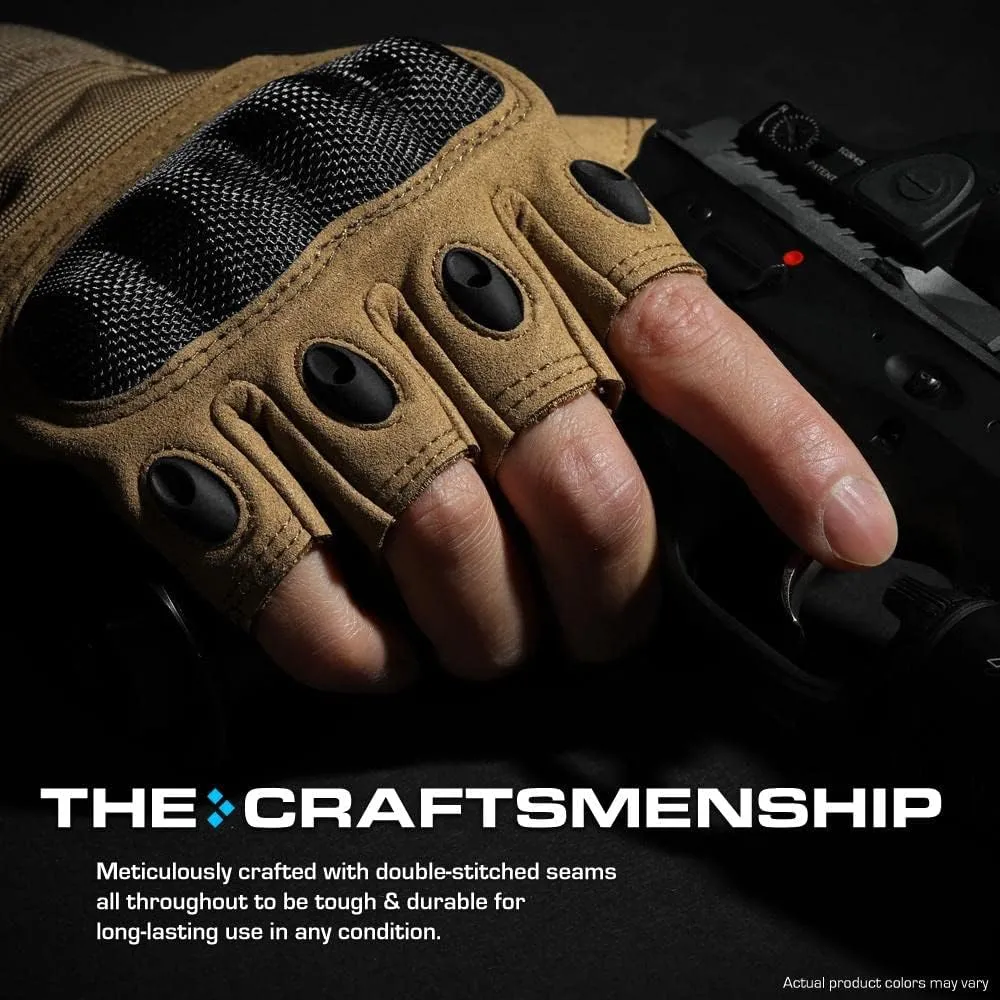 Glove Station- Fingerless Knuckle Tactical Gloves for Men - Motorcycle Gloves for Tactical Shooting, Airsoft, Hunting, Police Work and Hiking