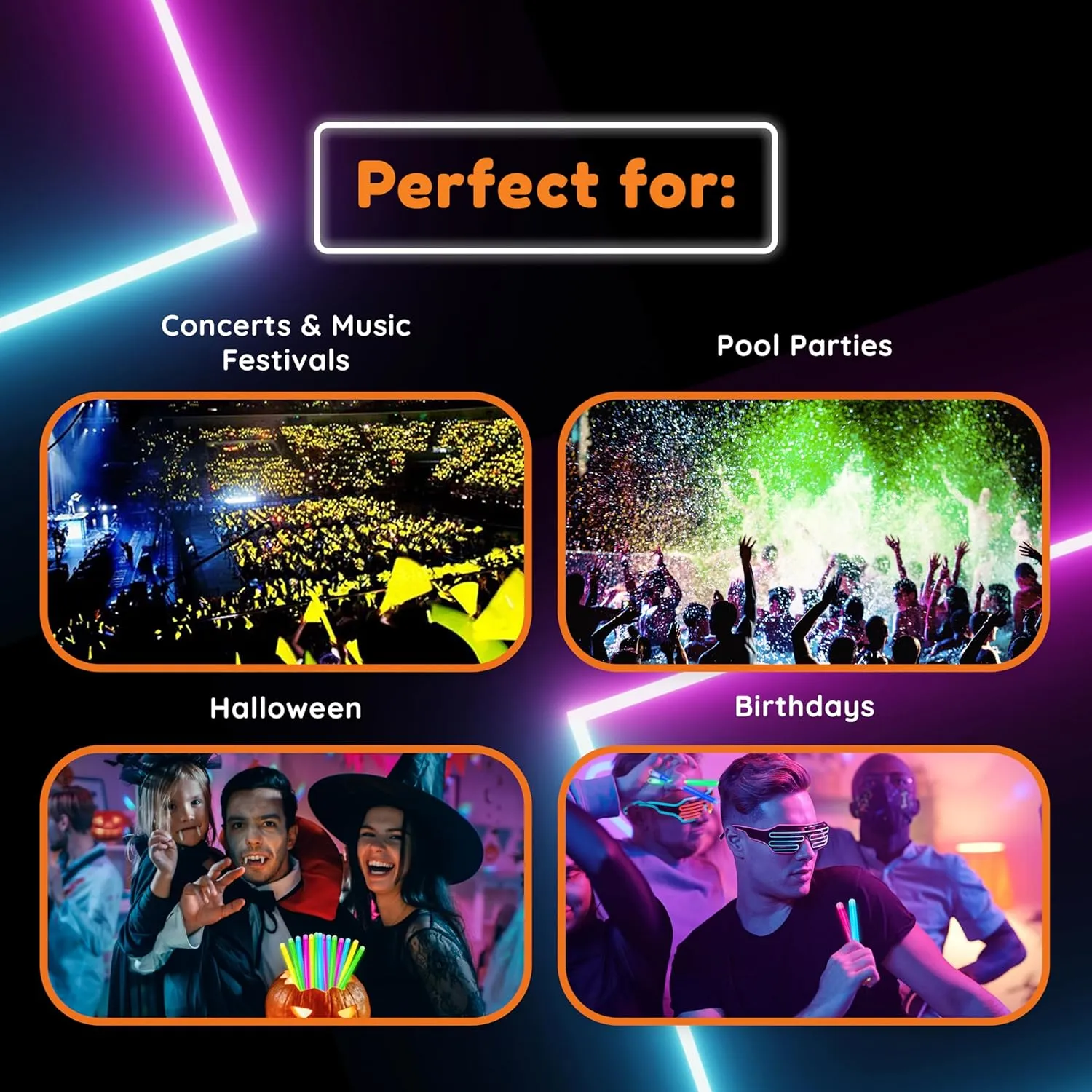 Glow Fever Glow Sticks Bulk Party Pack - 10" Large Glow Sticks - Neon Accessories Light Sticks Glow in The Dark Party Supplies for Concert, Wedding, & Birthday by Party Dragon - Assorted, 100 ct