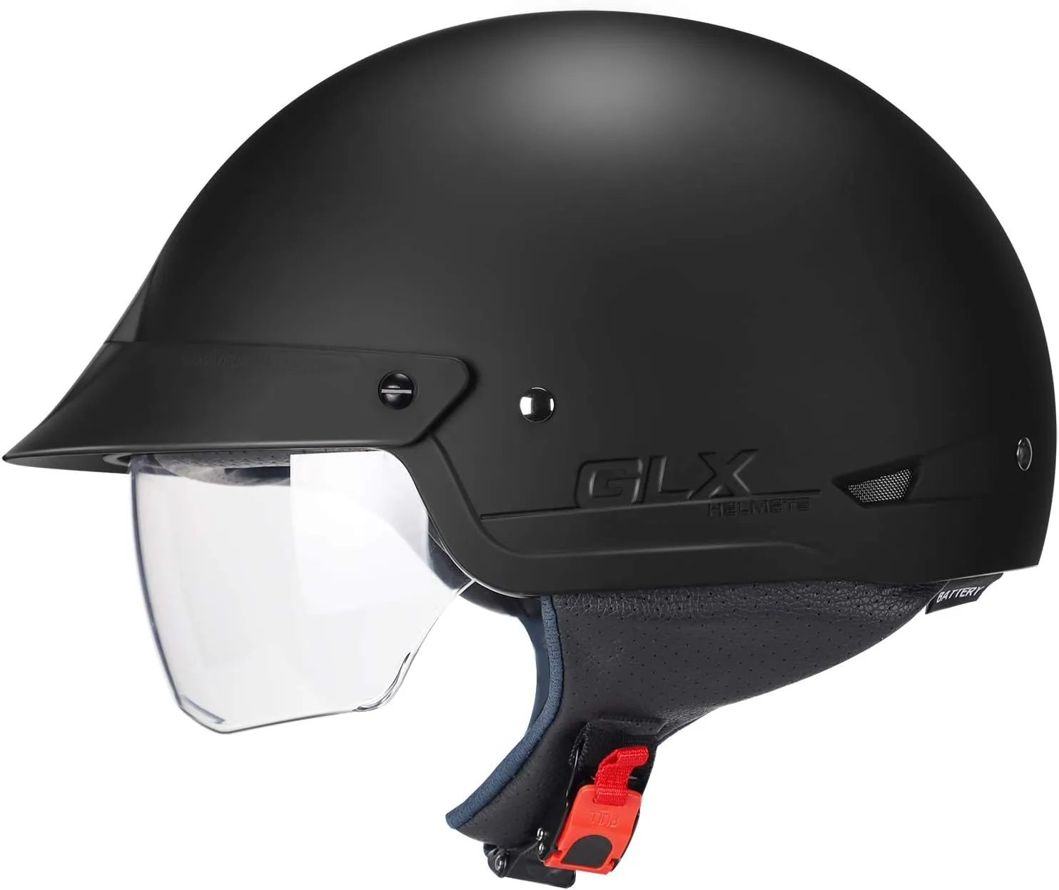 GLX M14 Open Face Motorcycle Helmet - Matte Black, Medium - DOT Approved