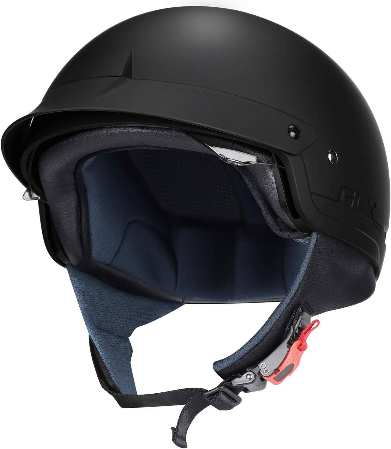 GLX M14 Open Face Motorcycle Helmet - Matte Black, Medium - DOT Approved