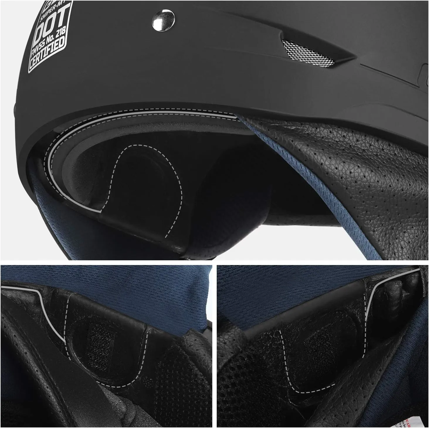 GLX M14 Open Face Motorcycle Helmet - Matte Black, Medium - DOT Approved