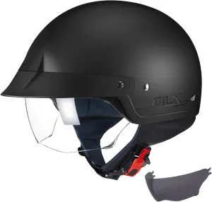 GLX M14 Open Face Motorcycle Helmet - Matte Black, Medium - DOT Approved