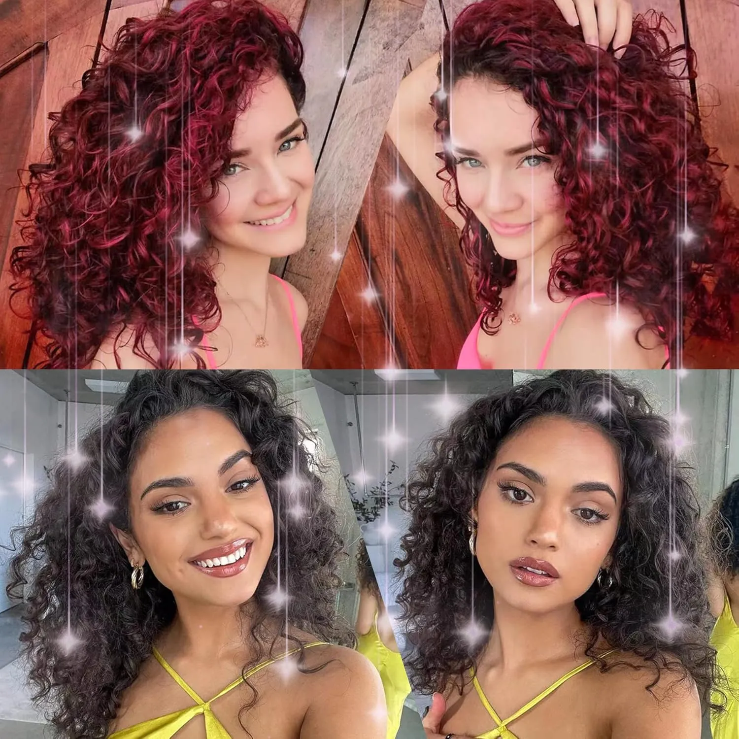 Gogo Curl Burgundy Short Curly Crochet Hair - Beach Curl, Deep Wave, Water Wave Braids - Synthetic Hair Extensions (12 Inch, 8 Packs)