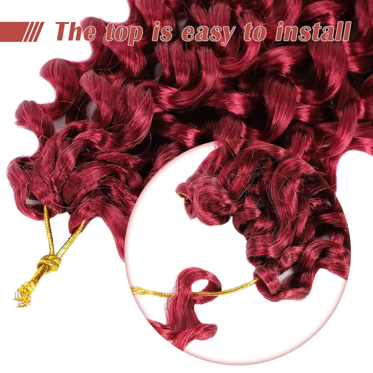 Gogo Curl Burgundy Short Curly Crochet Hair - Beach Curl, Deep Wave, Water Wave Braids - Synthetic Hair Extensions (12 Inch, 8 Packs)