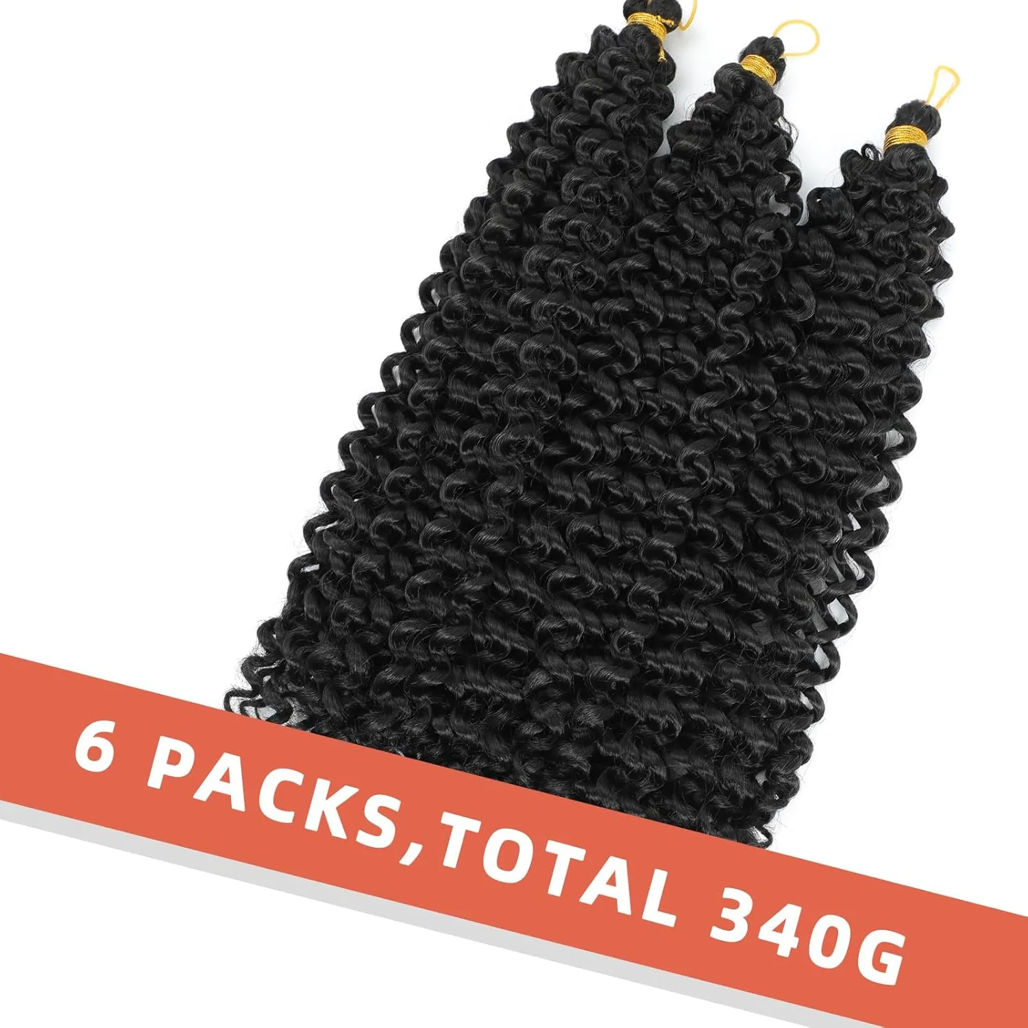 Gogo Curl Crochet Hair Crochet Loose Wave Hair Synthetic Hair Bundles Black Water Wave Hair 14 Inch 3PCS (1B)
