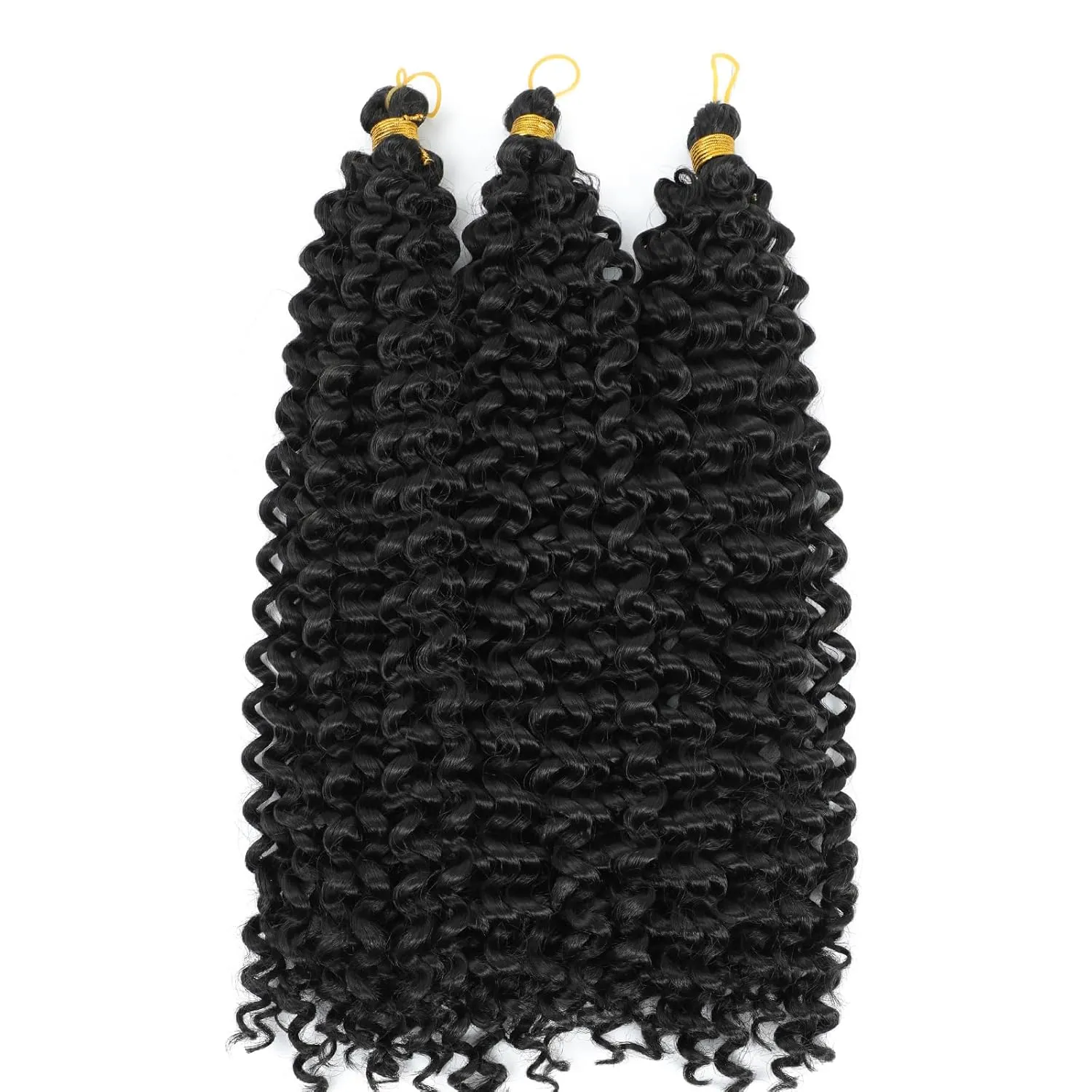 Gogo Curl Crochet Hair Crochet Loose Wave Hair Synthetic Hair Bundles Black Water Wave Hair 14 Inch 3PCS (1B)