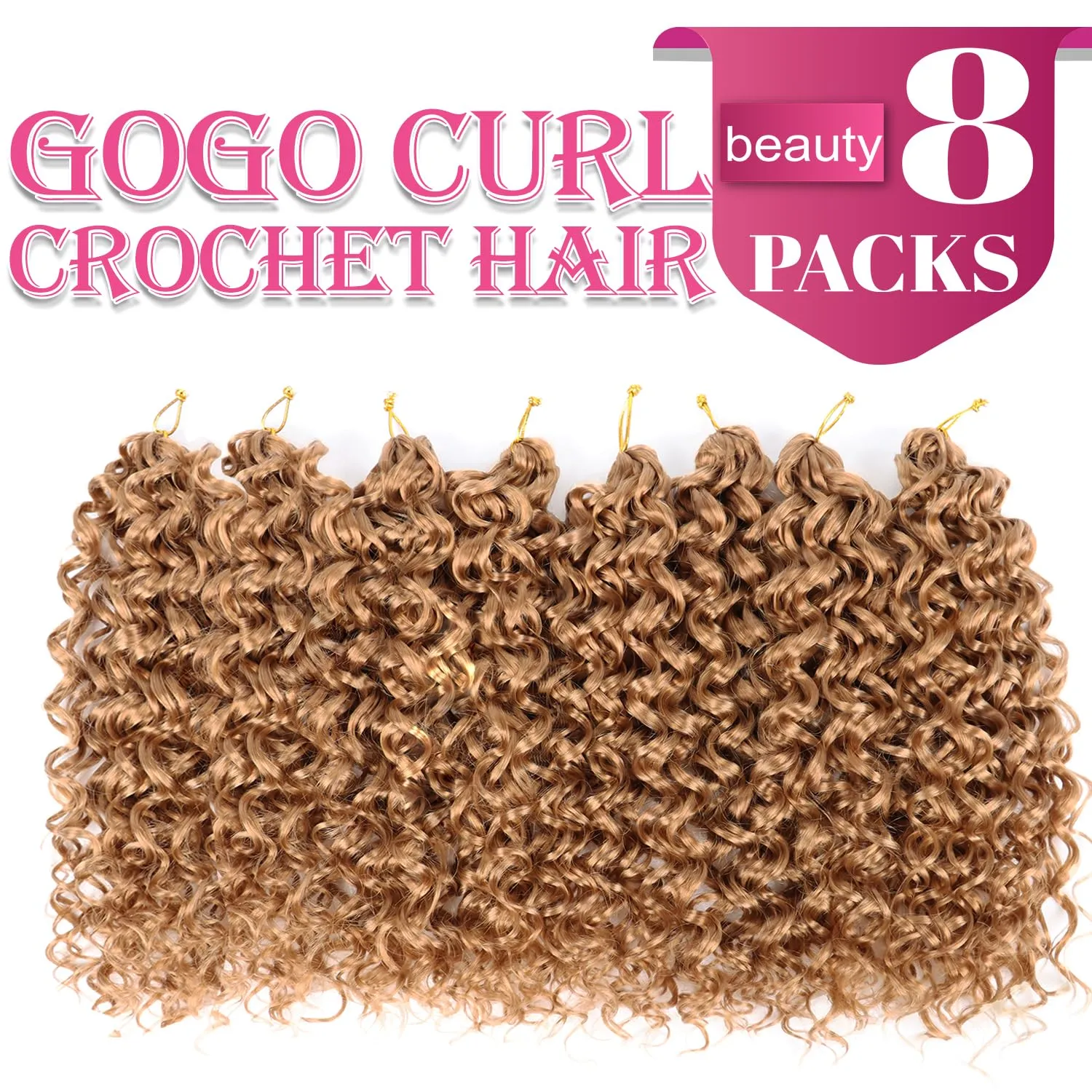 Gogo Curl Short Curly Crochet Hair - 12 Inch 8 Packs for Black Women - Beach Curl, Deep Wave, Water Wave Braids Synthetic Hair Extensions