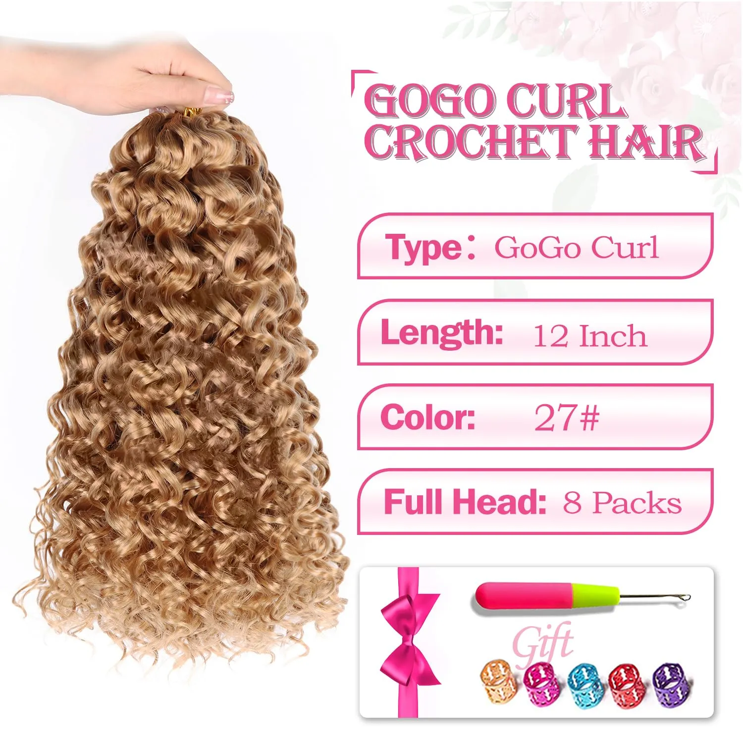 Gogo Curl Short Curly Crochet Hair - 12 Inch 8 Packs for Black Women - Beach Curl, Deep Wave, Water Wave Braids Synthetic Hair Extensions