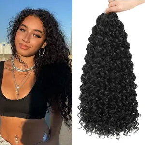 Gogo Curl Short Curly Crochet Hair - 14 Inch, 7 Packs for Black Women - Beach Curl, Deep Wave, Water Wave Braids - Synthetic Hair Extensions (14 Inch, 7 Packs, 1B)