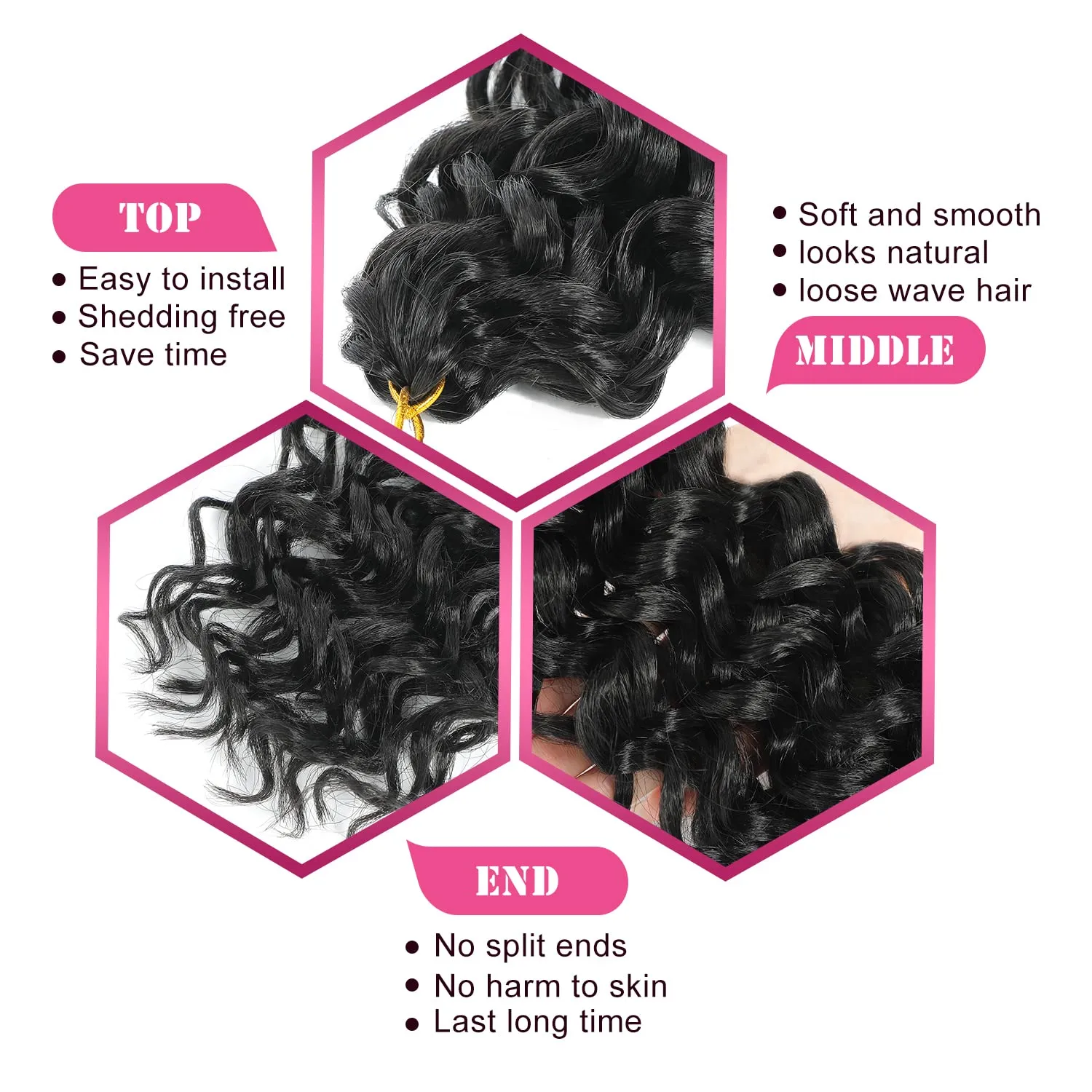 Gogo Curl Short Curly Crochet Hair - 14 Inch, 7 Packs for Black Women - Beach Curl, Deep Wave, Water Wave Braids - Synthetic Hair Extensions (14 Inch, 7 Packs, 1B)
