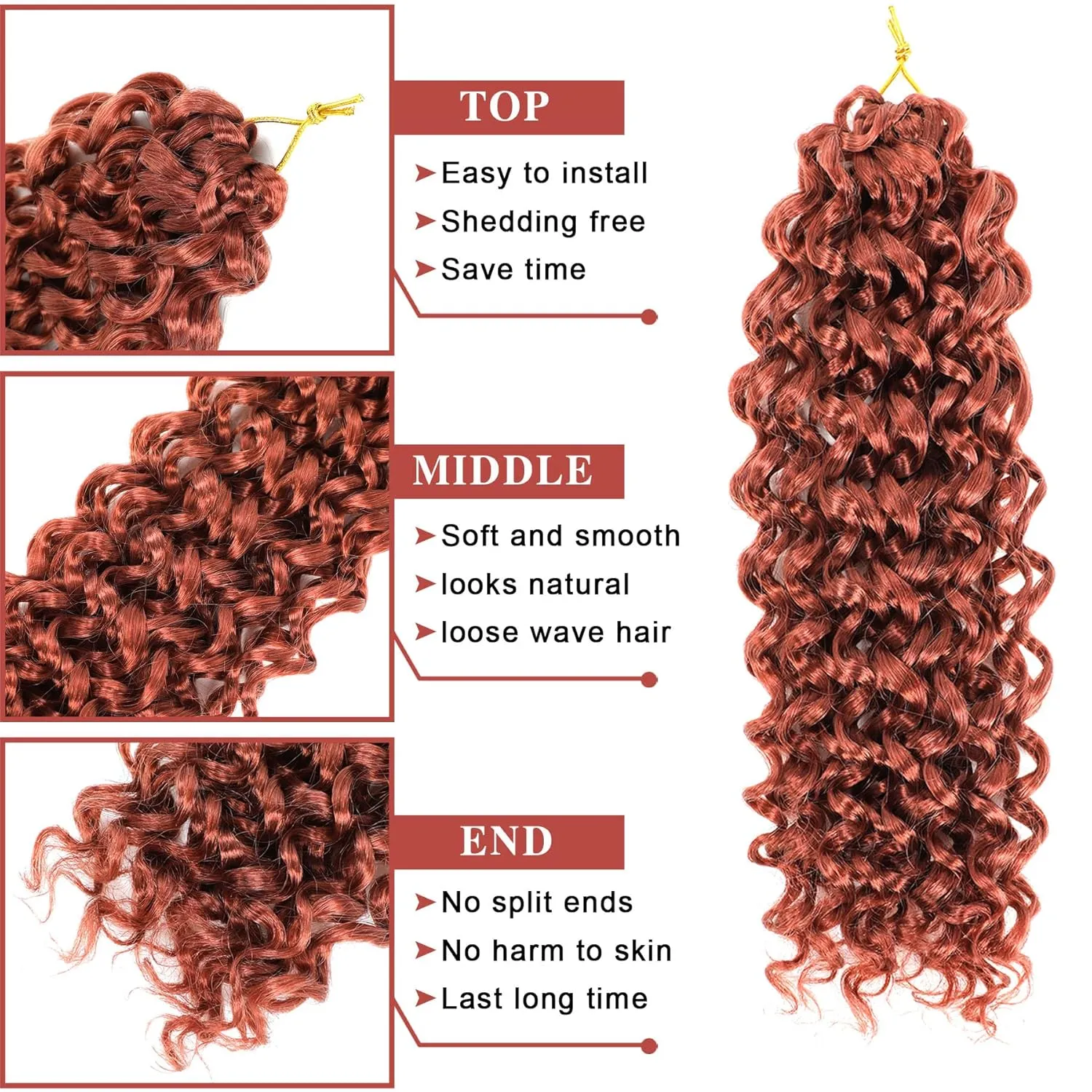 Gogo Curl Short Curly Crochet Hair - Beach Curl, Deep Wave & Water Wave Braids - Synthetic Hair Extensions (12 Inch, 8 Packs, 350)