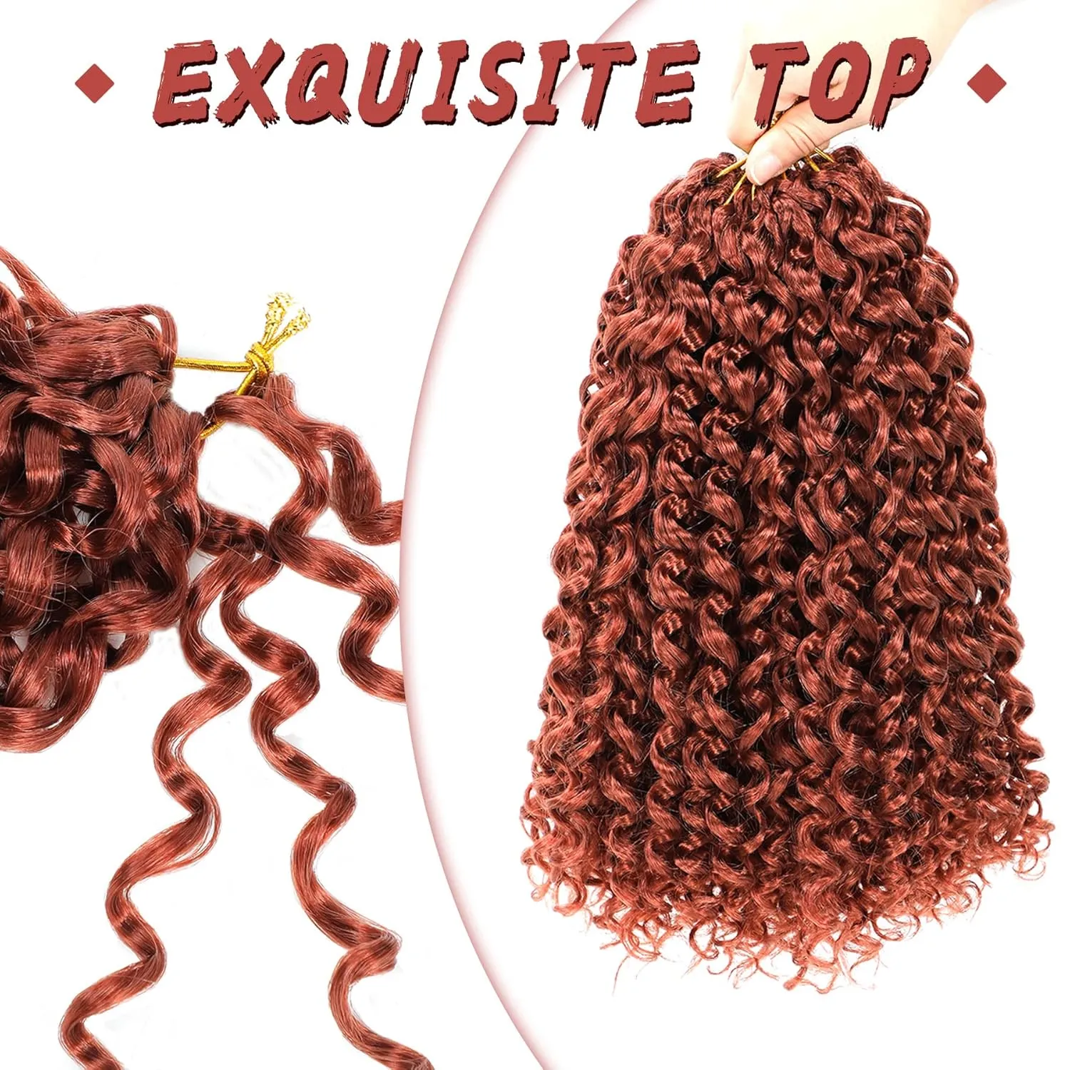 Gogo Curl Short Curly Crochet Hair - Beach Curl, Deep Wave & Water Wave Braids - Synthetic Hair Extensions (12 Inch, 8 Packs, 350)