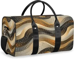 Gold Duffle Bag for Travel, Overnight Weekend Gym Carry On Luggage Bag, Geometric Textured Travel Duffel Bag for Men Women