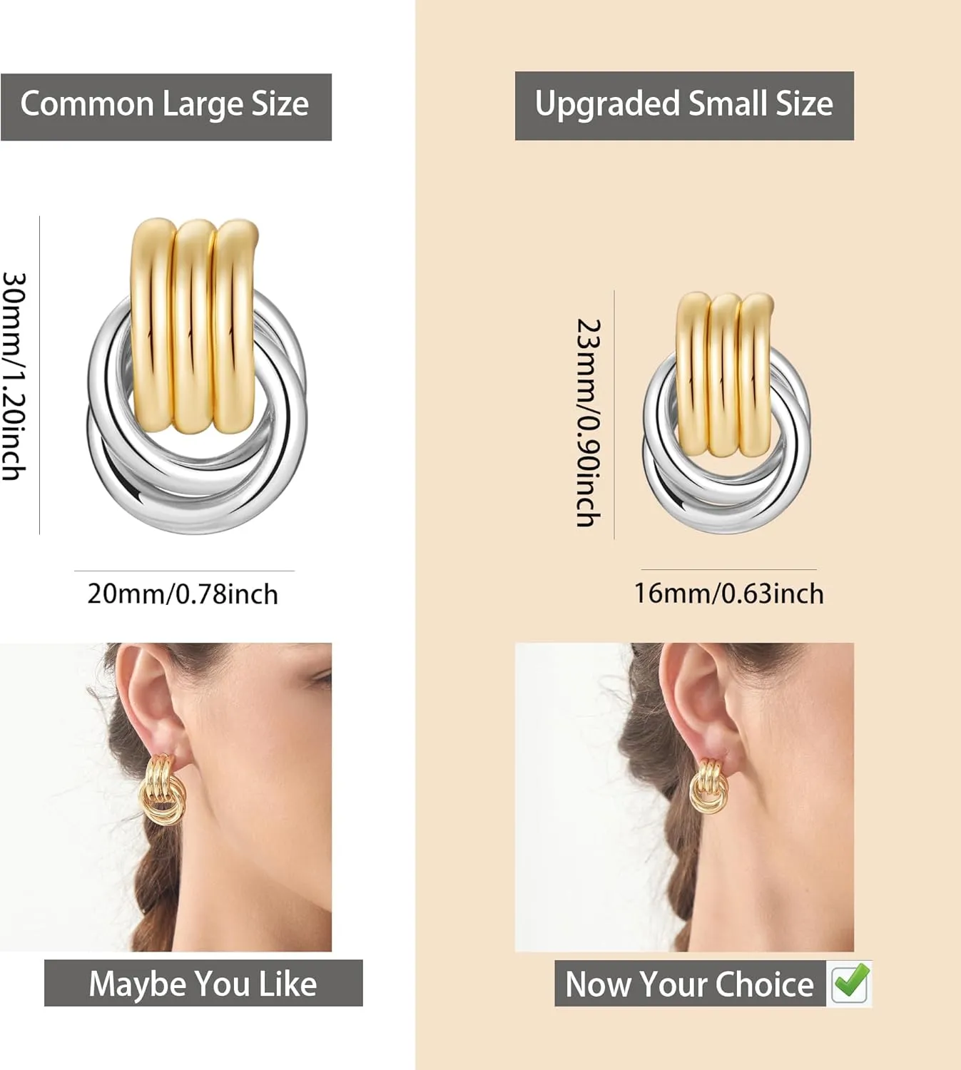 Gold-Plated Chunky Gold Earrings for Women Knot Link Circle Geometric Drop Dangle Earrings Studs Trendy Jewelry