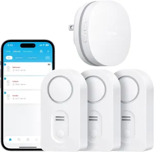 Govee WiFi Water Sensor 3 Packs, Smart Water Leak Detector, 100dB Adjustable Alarm Suit for Home and Basement, Leak Alert with Email & APP Push (Only Support 2.4G Wi-Fi)