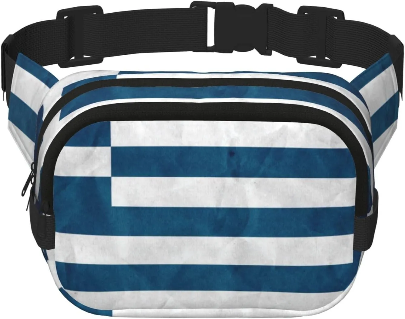 greek flag print Large Fanny Packs for Women Cute Cross Body Waist Bag Fashionable Fanny Pack