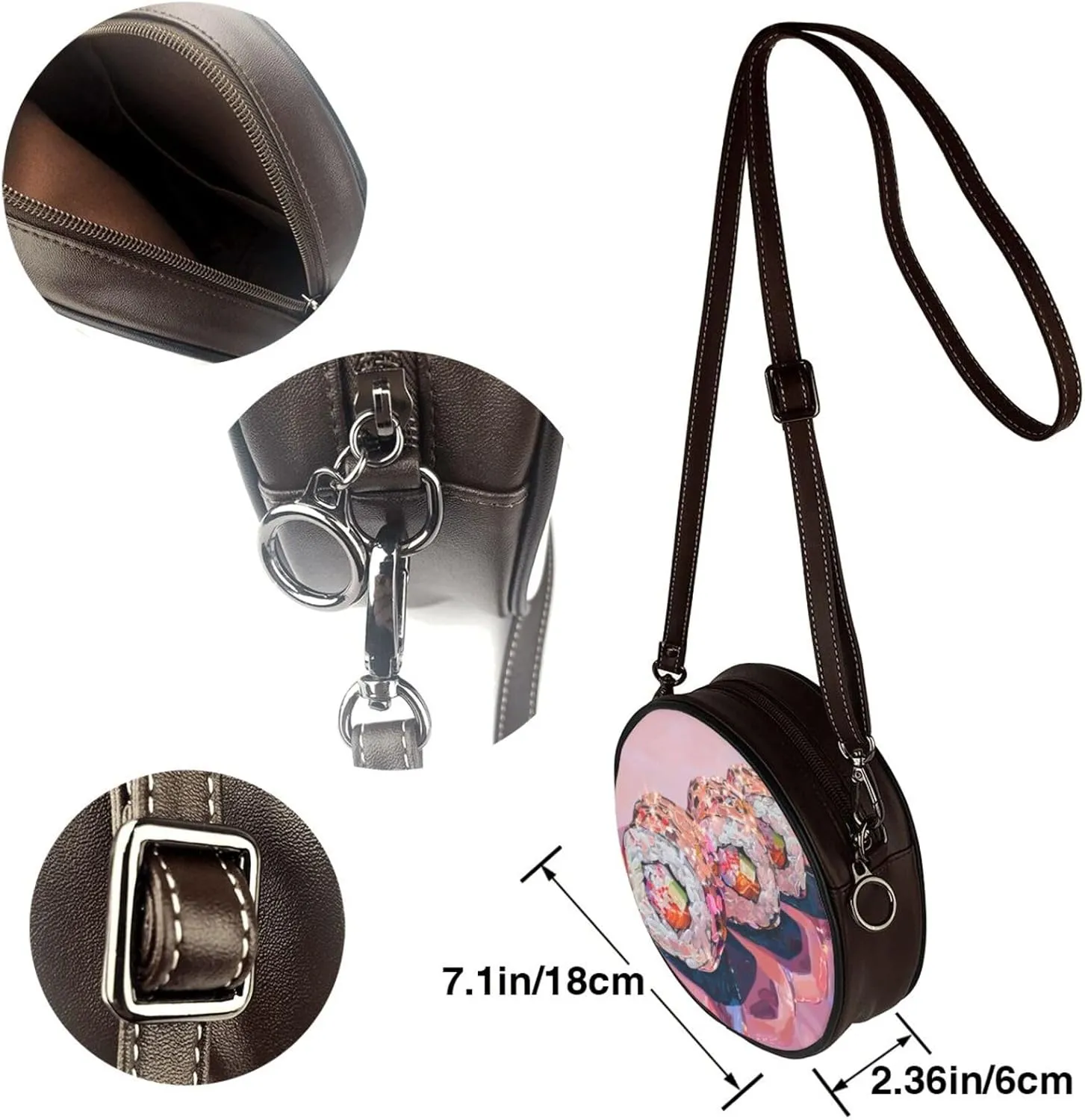 Green Chili Pepper Women Round Crossbody Bags Leather Sling Bag Purse