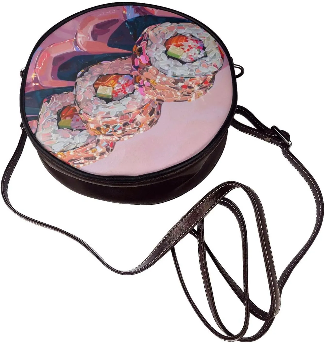 Green Chili Pepper Women Round Crossbody Bags Leather Sling Bag Purse