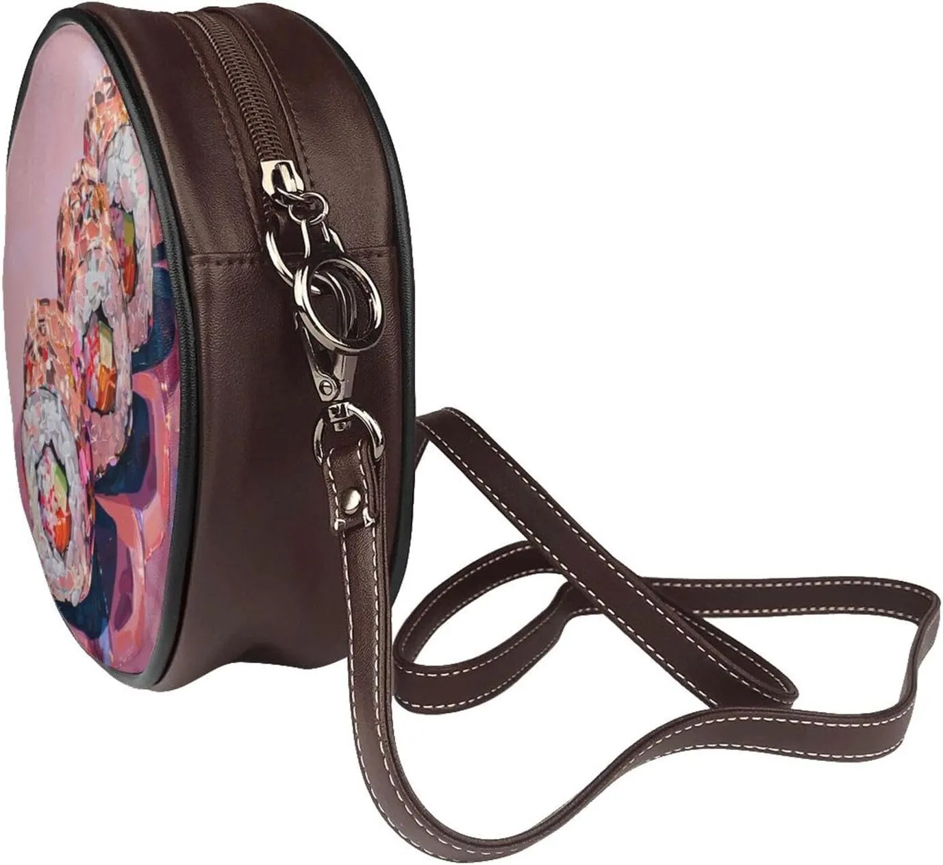 Green Chili Pepper Women Round Crossbody Bags Leather Sling Bag Purse