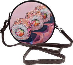 Green Chili Pepper Women Round Crossbody Bags Leather Sling Bag Purse