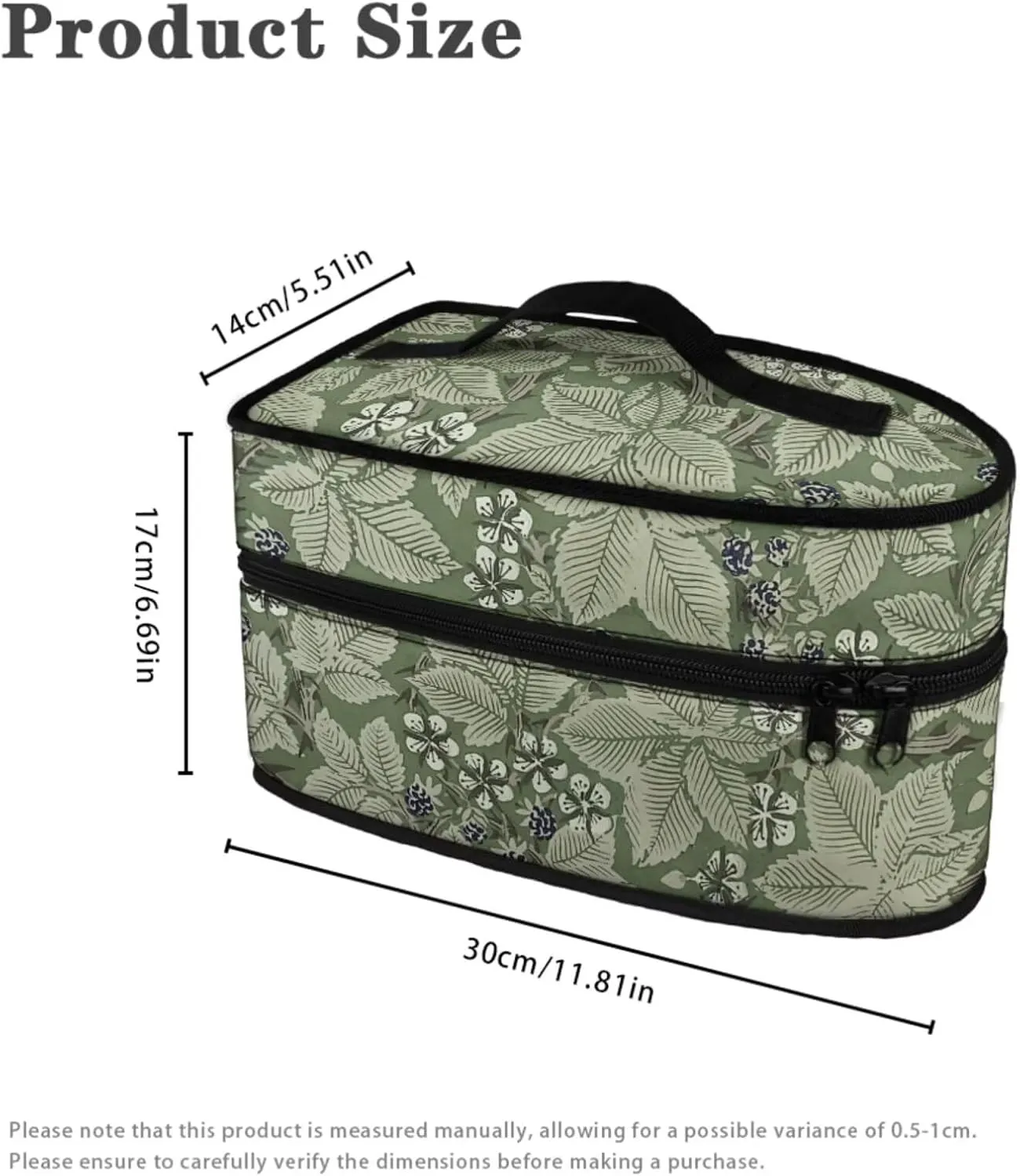 Green Leaf Flower Art Print 3-Strap Ironing Board Cover & Iron Carry Bag Set - Scorch Resistant Protective Cover   Durable Zippered Storage Case with Handle for Full-Size Irons 15x54