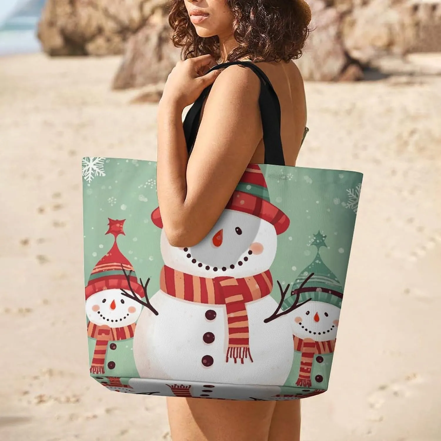 Grocery Bag Reusable Tote Bag Foldable Meat Slices Pattern Shopping Bag Handbag Washable Shoulder Bag for Travel