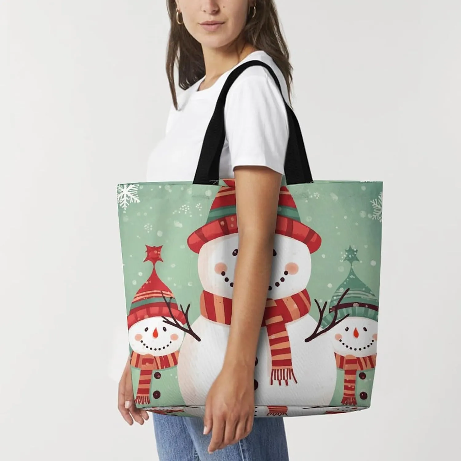 Grocery Bag Reusable Tote Bag Foldable Meat Slices Pattern Shopping Bag Handbag Washable Shoulder Bag for Travel