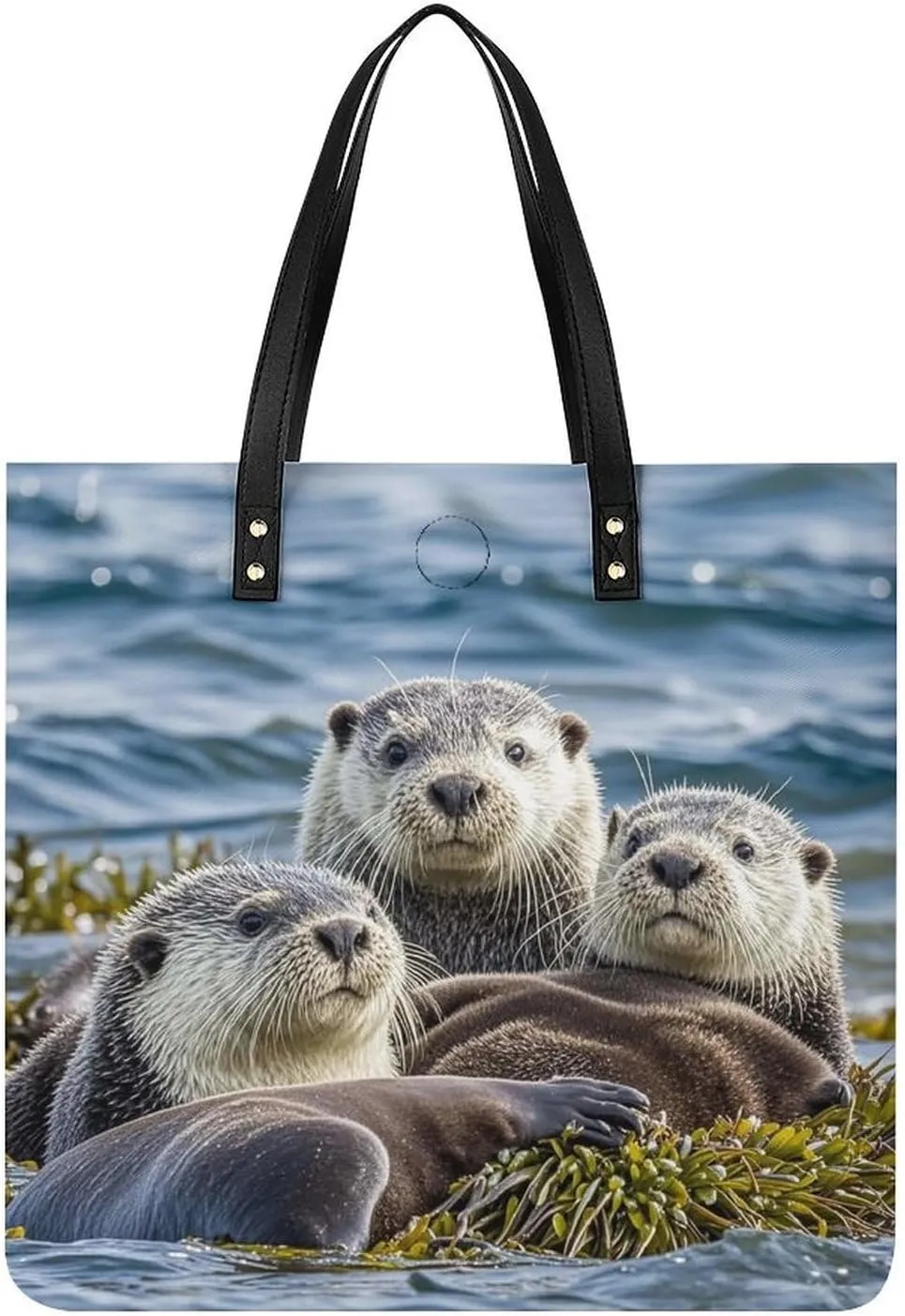 Grocery Bags Sea Otter Family Bag for Women Lightweight Beach Bag Shoulder Bags for Travel Shopping Work Handbag
