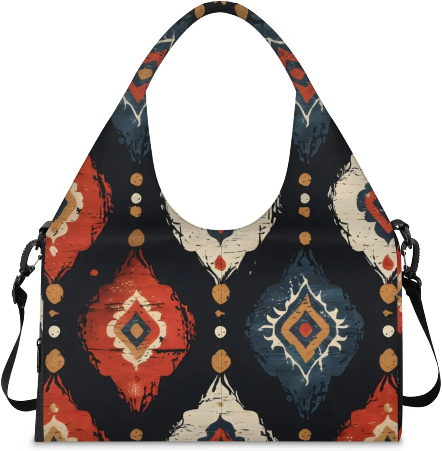 Gym Bag for Women Boho Pattern Duffel Bag with Shoe Compartment and Yoga Mat Holder Portable Weekender Bags Travel Tote Bags