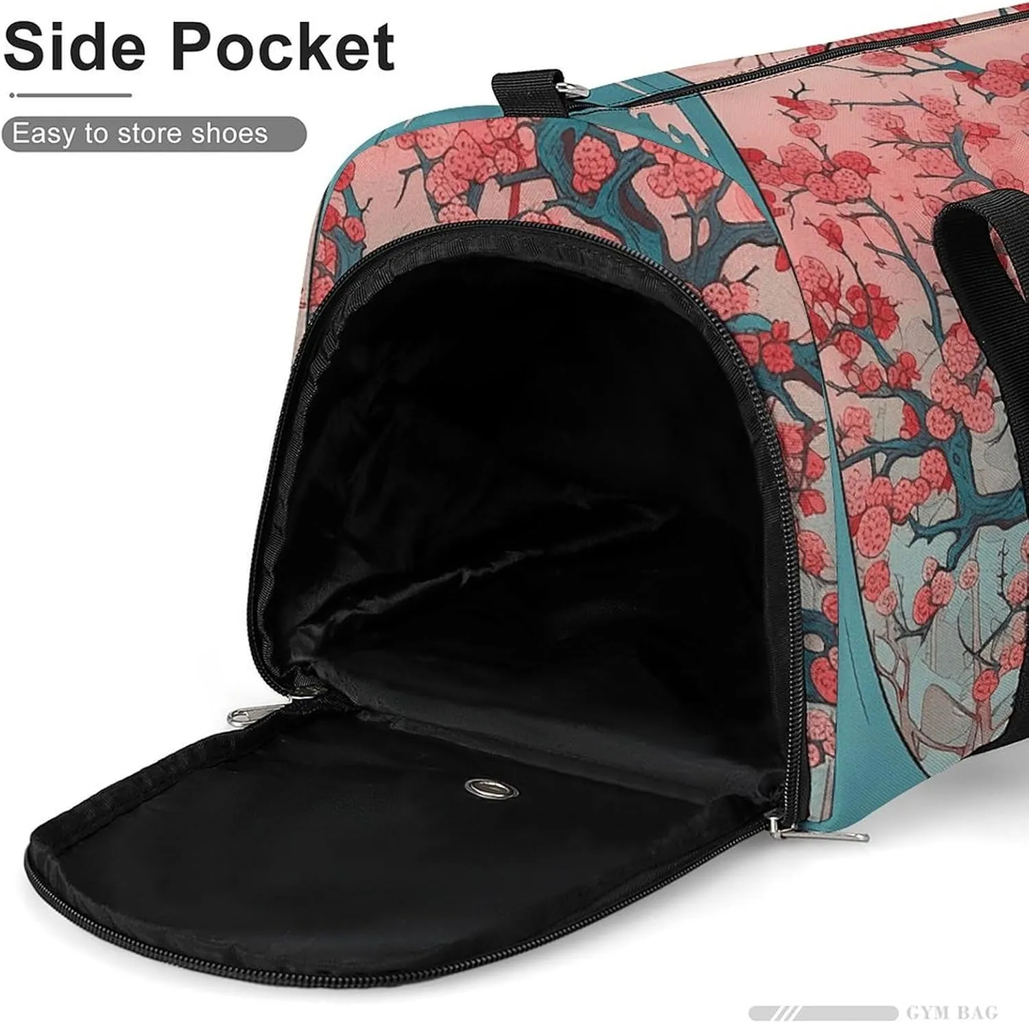 Gym Bags for Men Women Cherry Tree Pattern Duffle Bag Travel Overnight Bag with Shoe Compartment Tote Bags