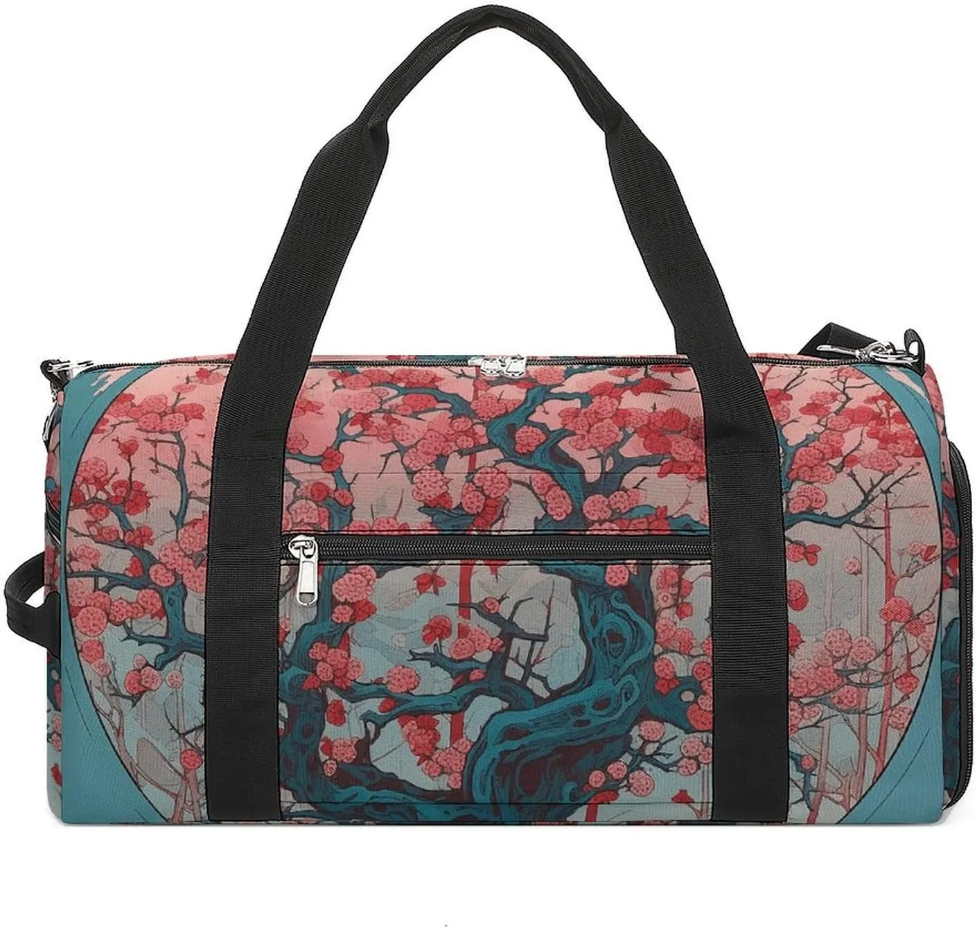 Gym Bags for Men Women Cherry Tree Pattern Duffle Bag Travel Overnight Bag with Shoe Compartment Tote Bags