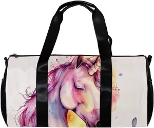 Gym Bags for Men,Travel Duffel Bags for Women,Colored Flower Bush Unicorn,Workout Bag