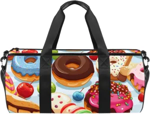 Gym Bags for Men,Travel Duffel Bags for Women,Donut Ice Cream Strawberry Chocolate,Workout Bag