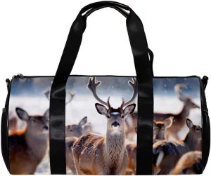 Gym Bags for Men,Travel Duffel Bags for Women,Family Forest Noble Deer,Workout Bag