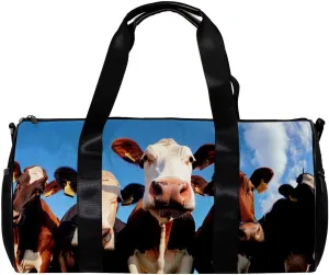 Gym Bags for Men,Travel Duffel Bags for Women,Farm Prairie Cute Cow,Workout Bag