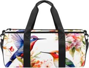 Gym Bags for Men,Travel Duffel Bags for Women,Flowers and Birds Flower Bush,Workout Bag