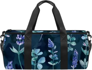 Gym Bags for Men,Travel Duffel Bags for Women,Four Leaf Clover Lavender Petals,Workout Bag