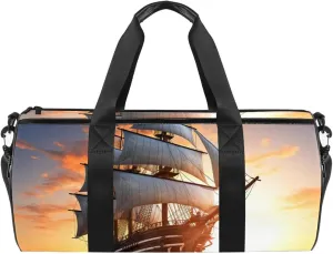 Gym Bags for Men,Travel Duffel Bags for Women,Sea Sunrise Ocean Sailboat,Workout Bag