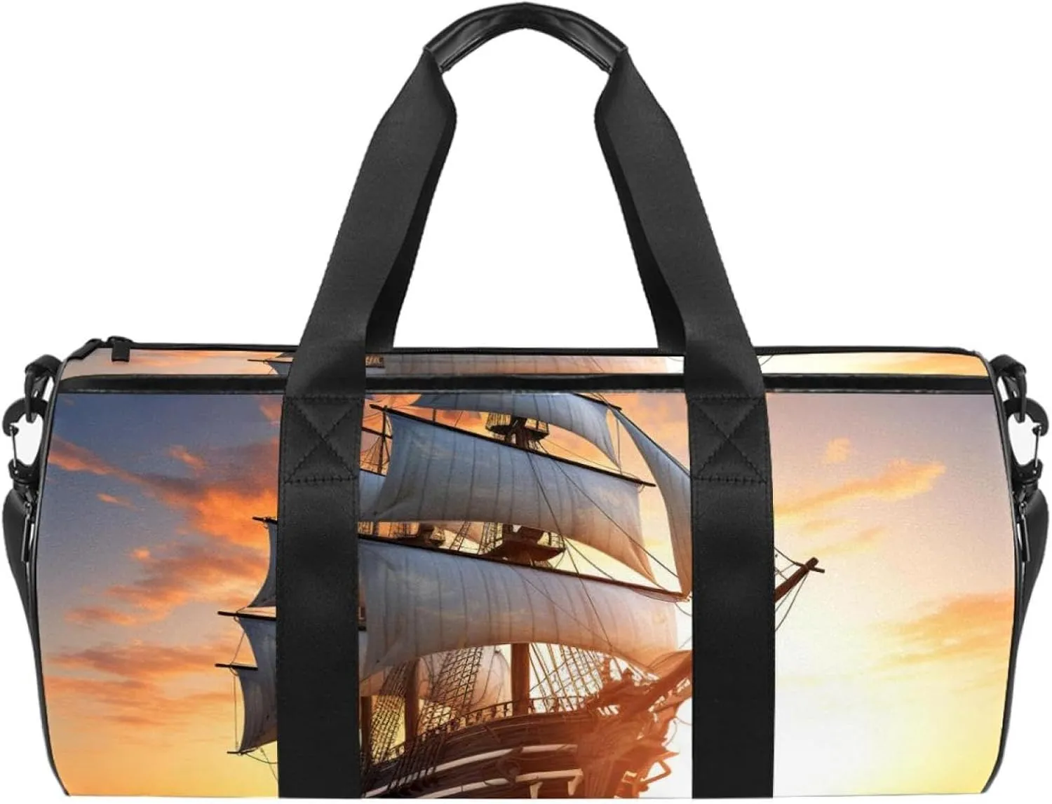 Gym Bags for Men,Travel Duffel Bags for Women,Sea Sunrise Ocean Sailboat,Workout Bag