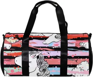 Gym Bags for Men,Travel Duffel Bags for Women,Unciorns Raimbow Color Stripes,Workout Bag