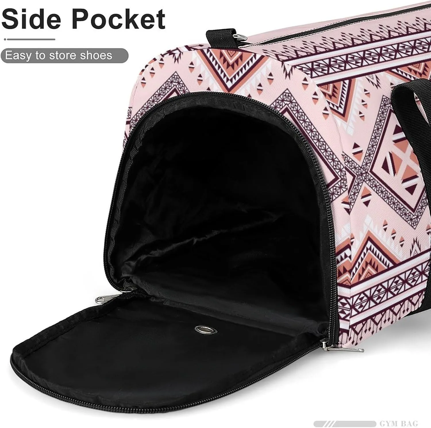 Gym Duffel Bag with Shoe Compartment Wet Pocket, Geometric Ethnic Print Travel Bag for Men Women, style-3