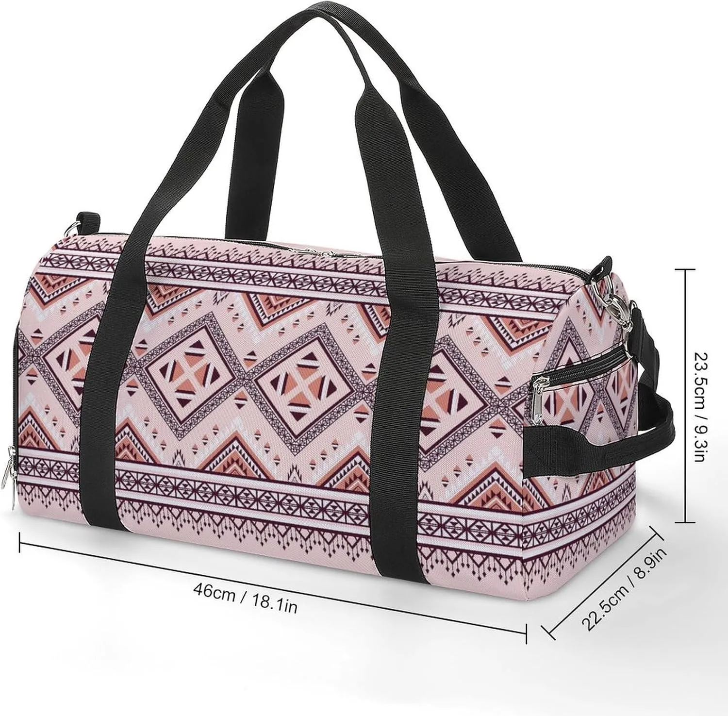 Gym Duffel Bag with Shoe Compartment Wet Pocket, Geometric Ethnic Print Travel Bag for Men Women, style-3